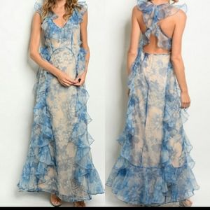 Beautiful floral print organza gown. H